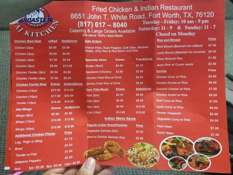 Taj Kitchen - Fort Worth, TX menu_pic