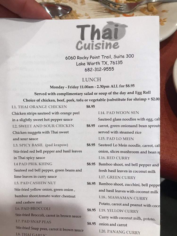 Thai Orange Cuisine - Lake Worth, TX menu_pic