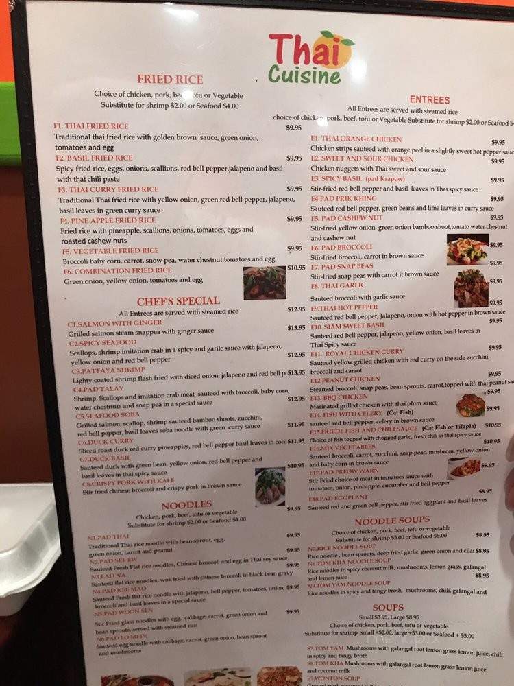 Thai Orange Cuisine - Lake Worth, TX menu_pic