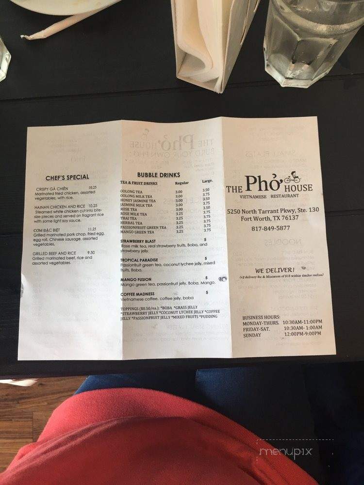 The Pho House - Fort Worth, TX menu_pic