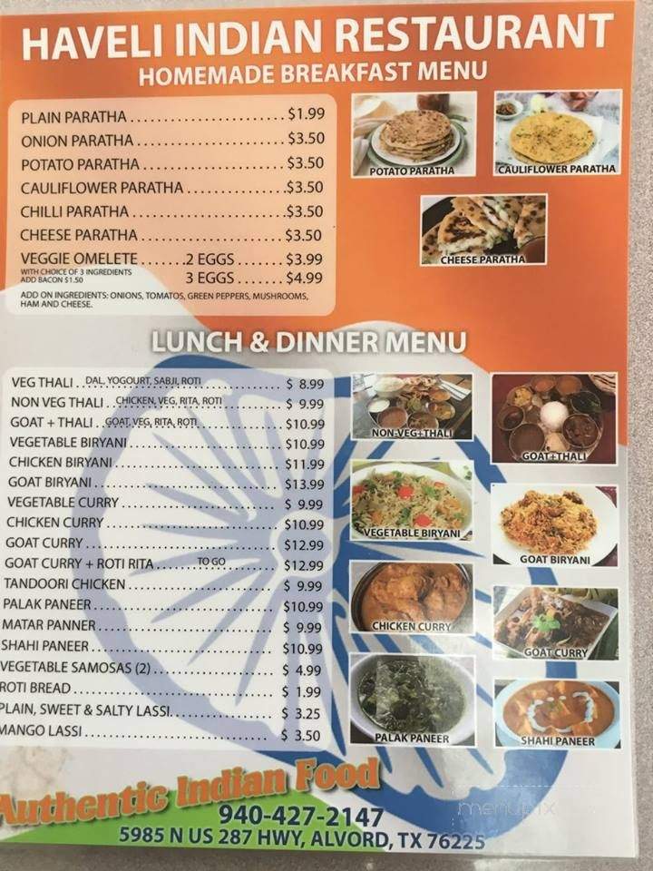 Haveli Indian Restaurant - Alvord, TX menu_pic