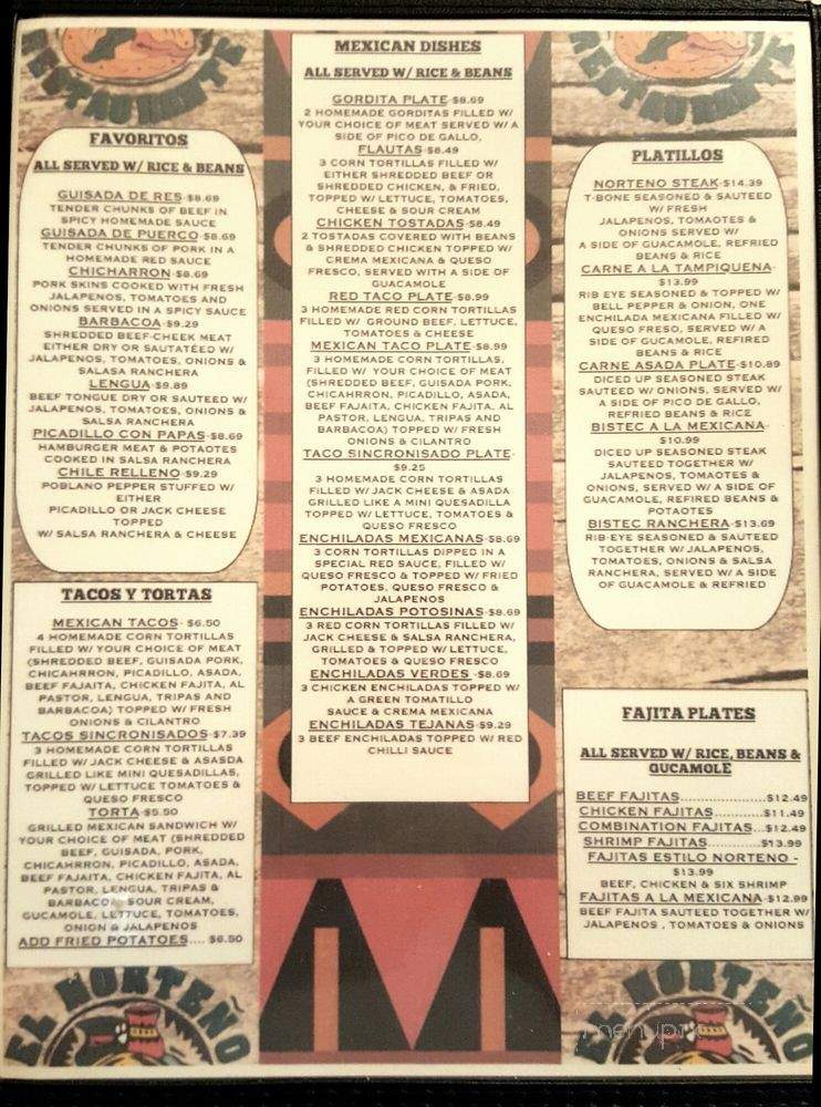 El Norteno Tres - Burkburnett, TX menu_pic