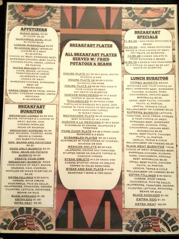 El Norteno Tres - Burkburnett, TX menu_pic