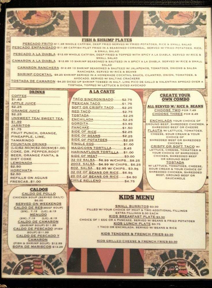 El Norteno Tres - Burkburnett, TX menu_pic