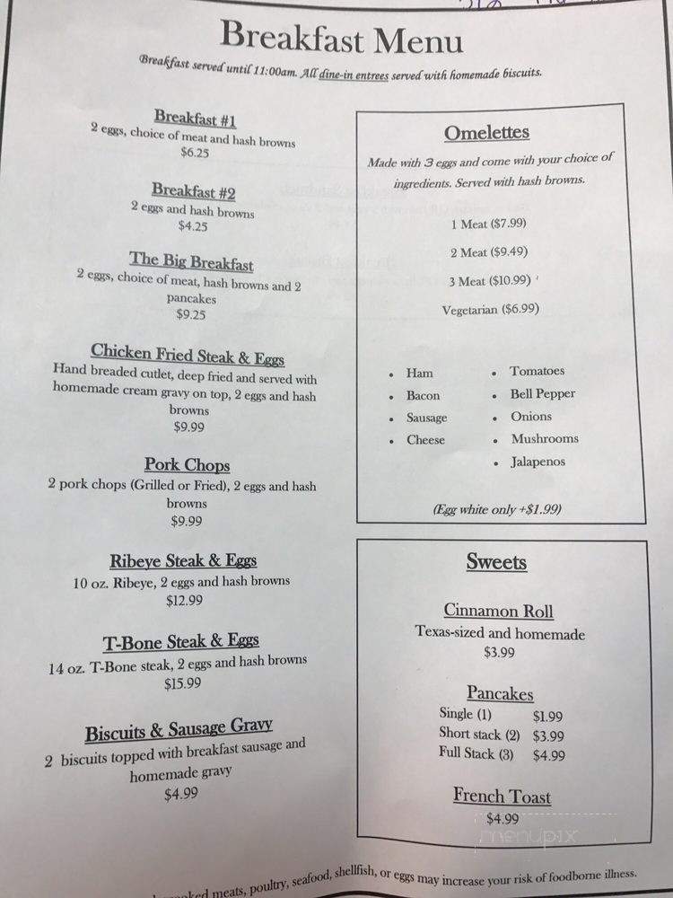 Griddle House - Rockdale, TX menu_pic