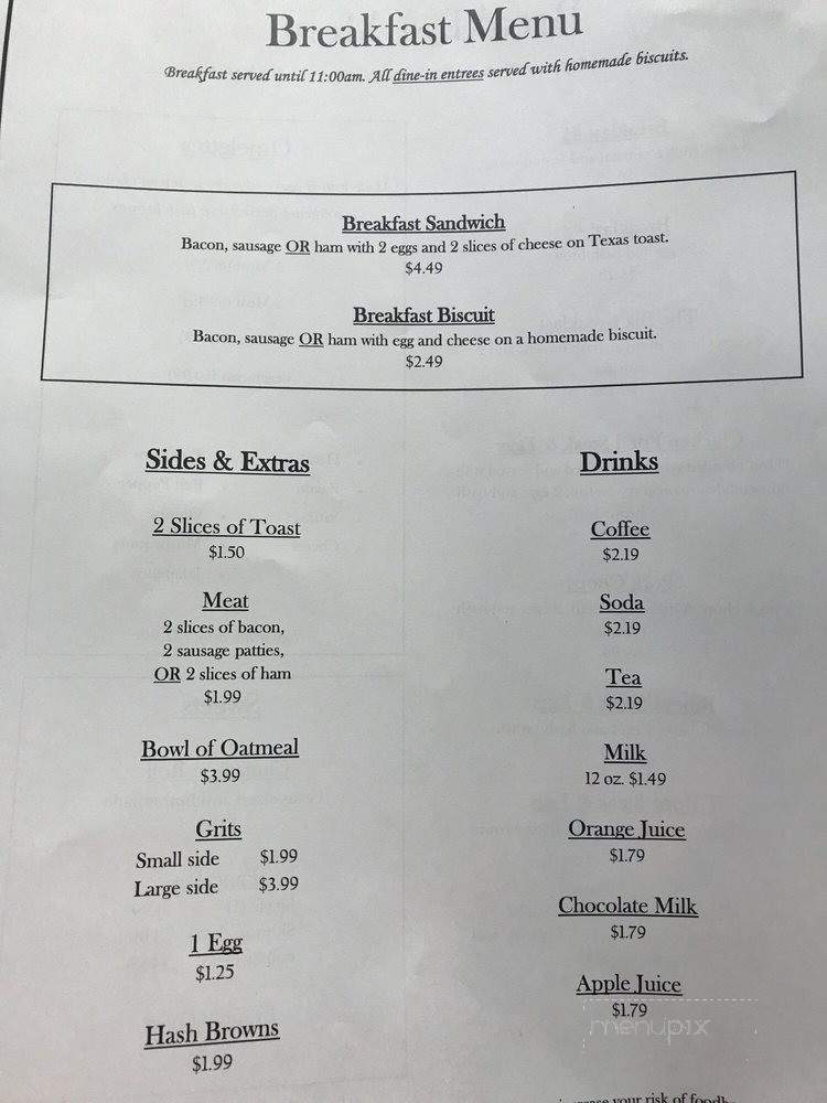 Griddle House - Rockdale, TX menu_pic
