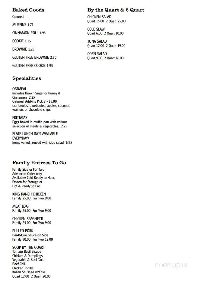 Lynette's Church Street Bake Shoppe - Salado, TX menu_pic