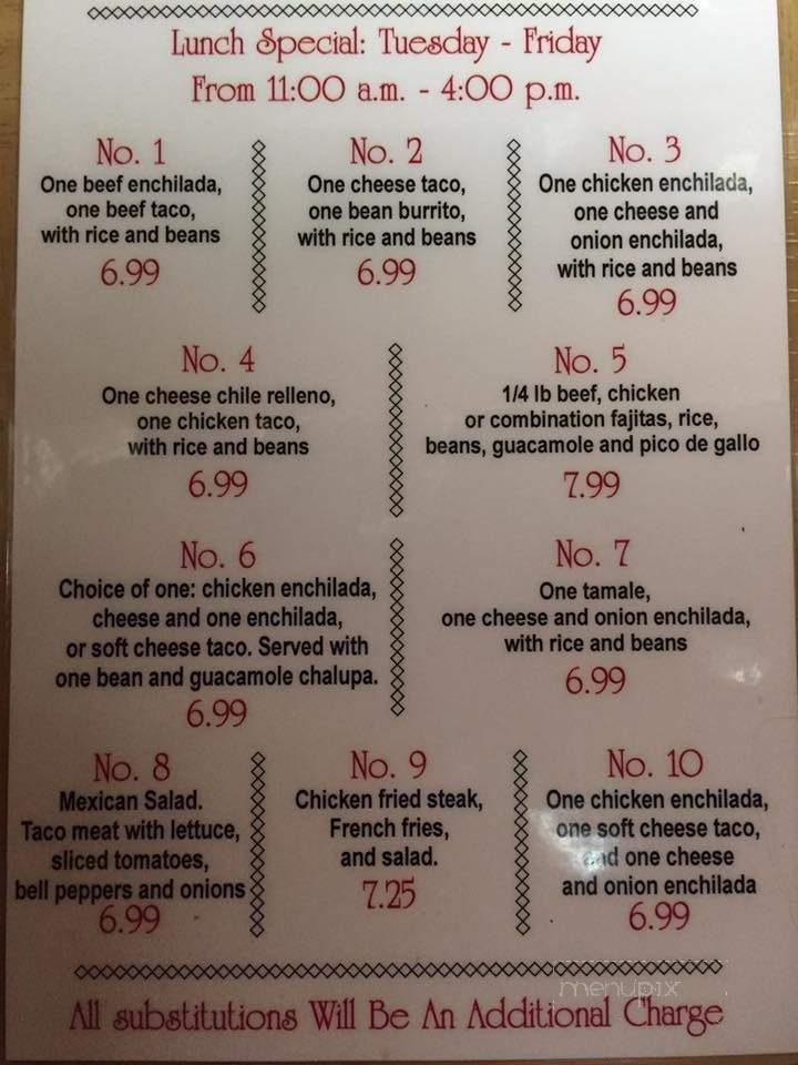 Los Verdes - Whitney, TX menu_pic