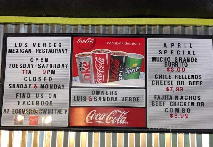 Los Verdes - Whitney, TX menu_pic