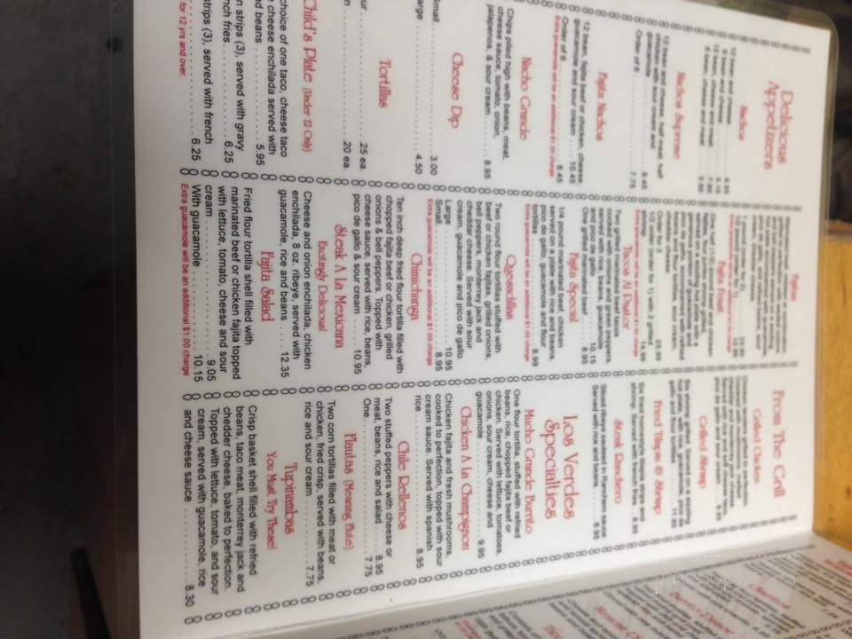 Los Verdes - Whitney, TX menu_pic