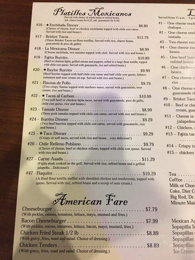 Abuelita's Mexican Restaurant - Waco, TX menu_pic