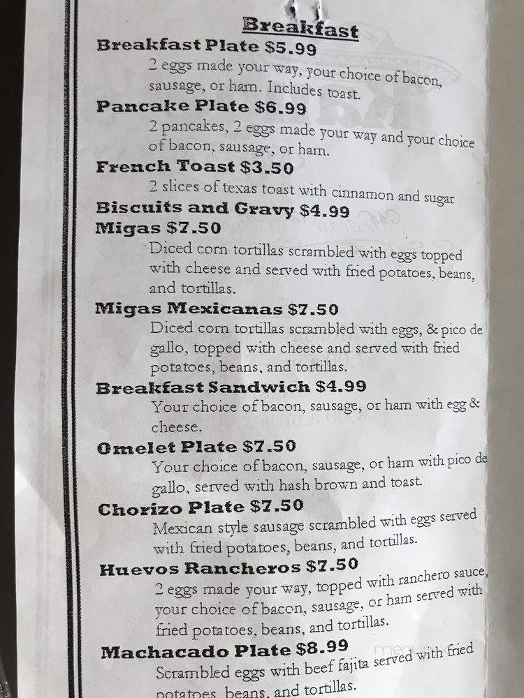 Rangel's Mexican Restaurant - Robert Lee, TX menu_pic