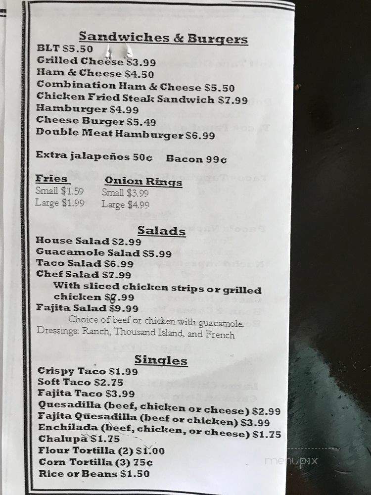 Rangel's Mexican Restaurant - Robert Lee, TX menu_pic