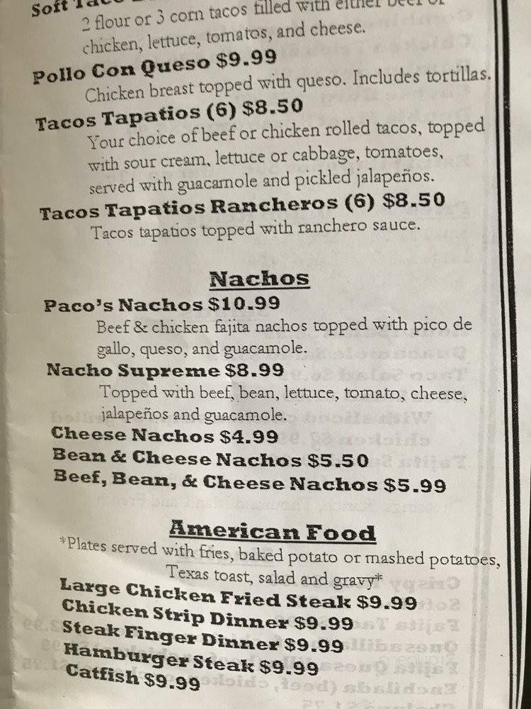 Rangel's Mexican Restaurant - Robert Lee, TX menu_pic