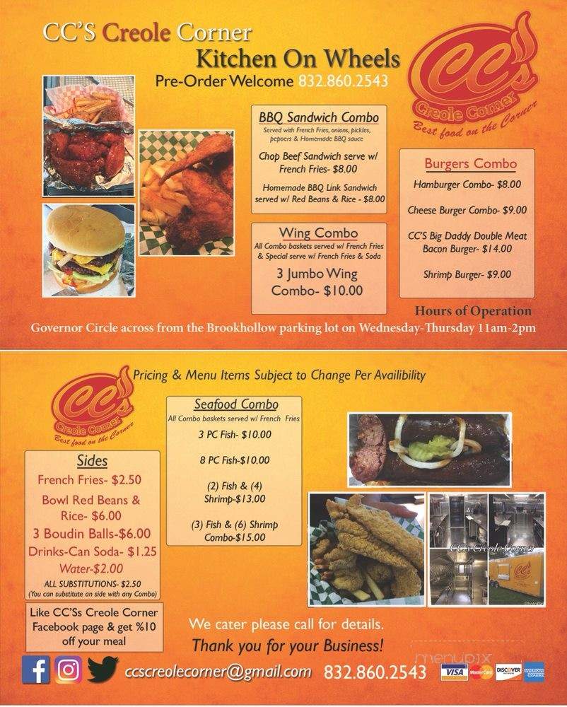 CC's Creole Corner - Houston, TX menu_pic