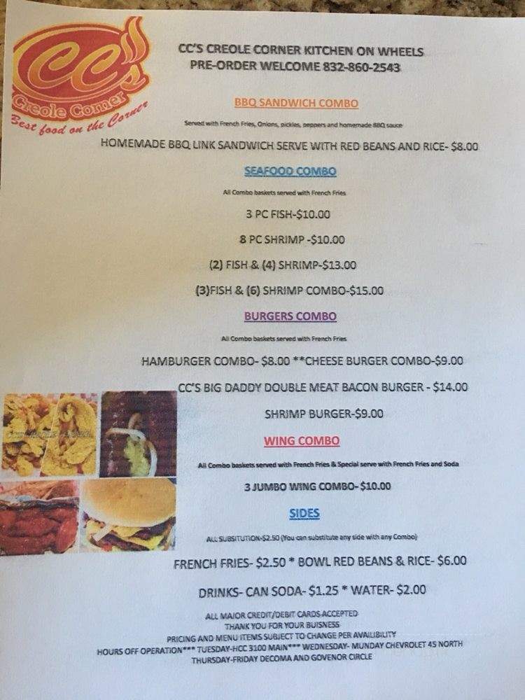 CC's Creole Corner - Houston, TX menu_pic