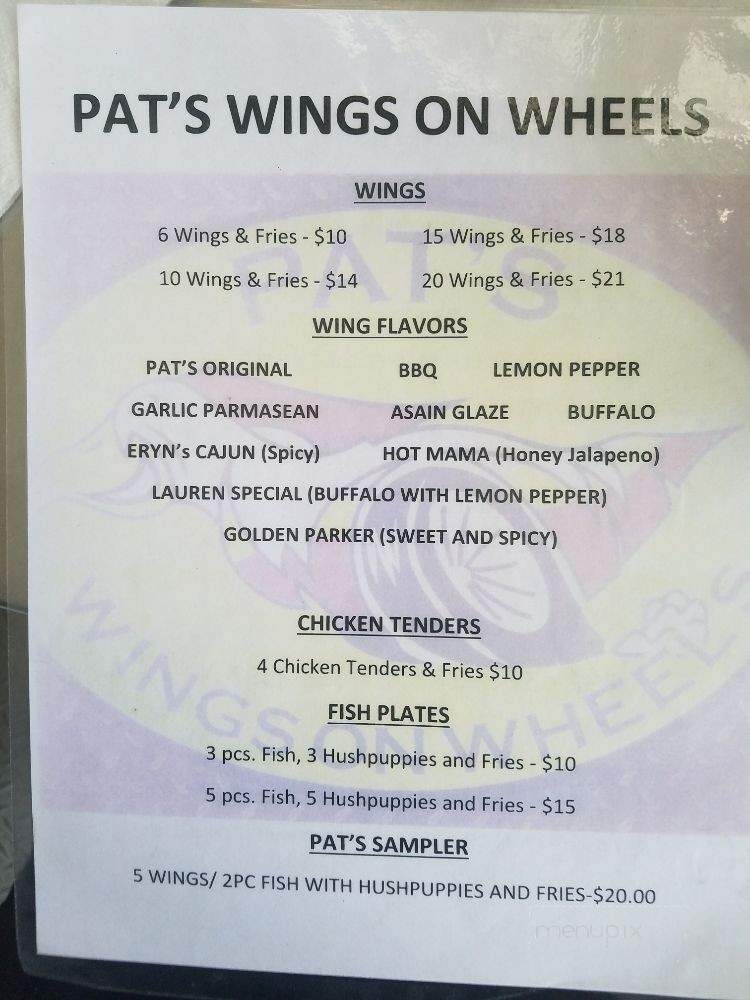 Pat's Wings on Wheels - Houston, TX menu_pic