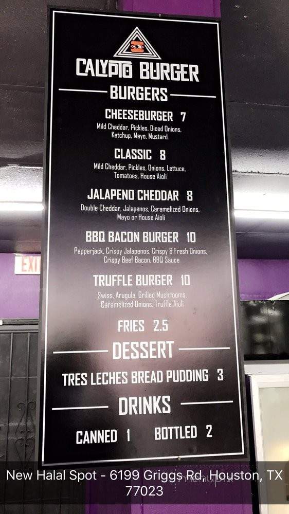 Calypto Burger - Houston, TX menu_pic