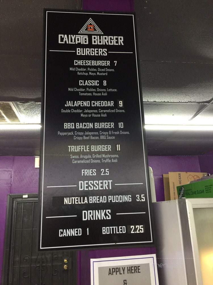 Calypto Burger - Houston, TX menu_pic