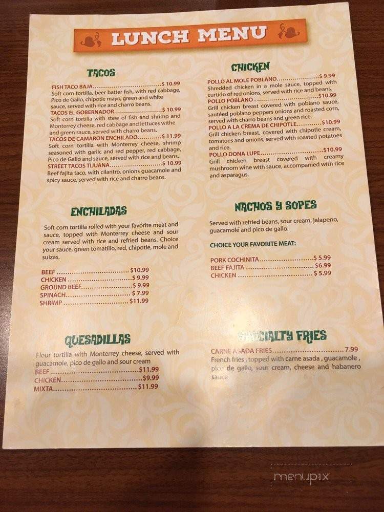 Dona Lupe Mexican Restaurant Bar and Grill - Houston, TX menu_pic