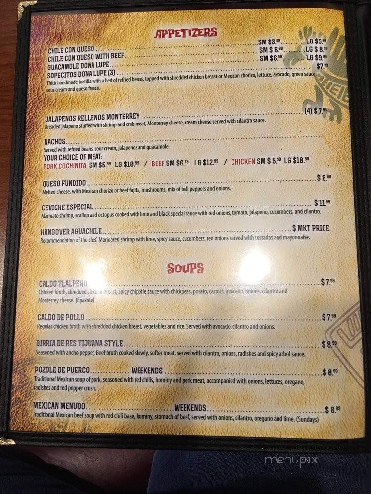Dona Lupe Mexican Restaurant Bar and Grill - Houston, TX menu_pic