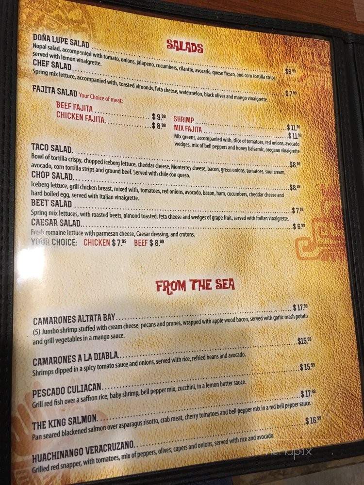 Dona Lupe Mexican Restaurant Bar and Grill - Houston, TX menu_pic
