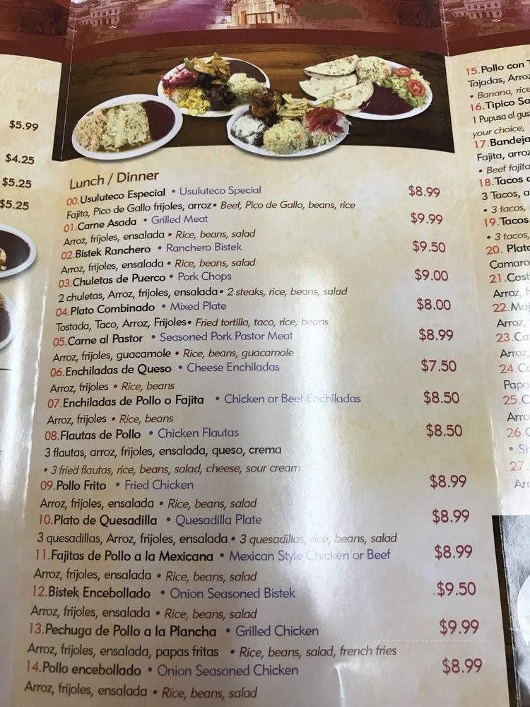 Usuluteco Restaurant - Houston, TX menu_pic
