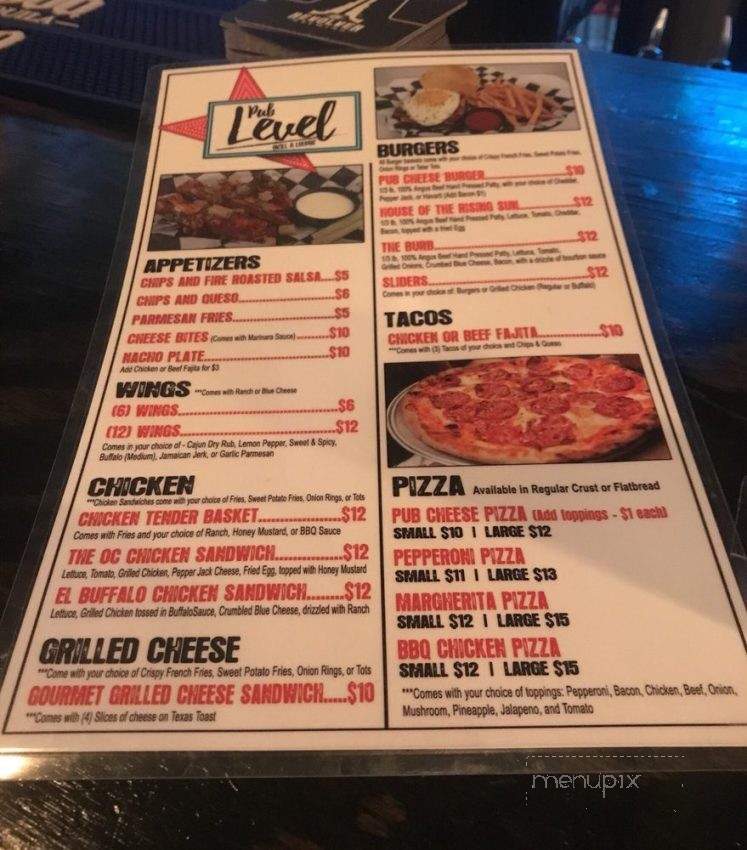 Pub Level - Houston, TX menu_pic