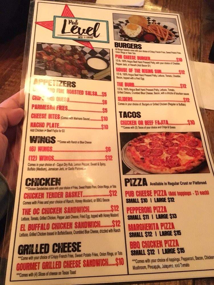 Pub Level - Houston, TX menu_pic