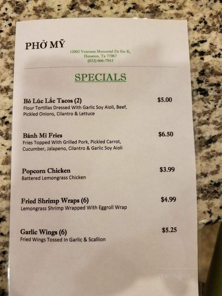 Pho My - Houston, TX menu_pic