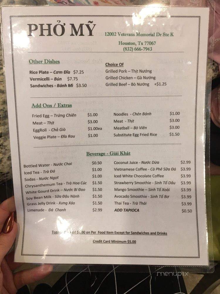 Pho My - Houston, TX menu_pic