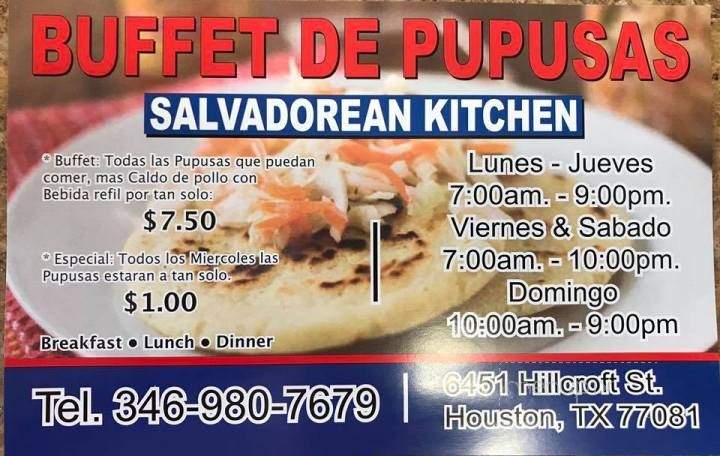 Buffet de Pupusas Salvadorean Kitchen - Houston, TX menu_pic