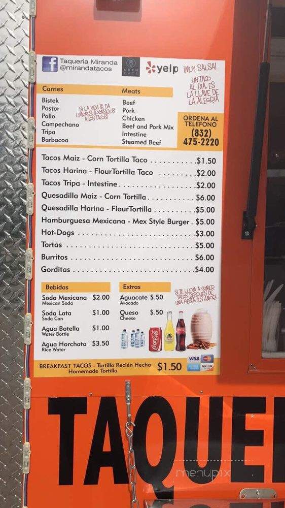 Taqueria Miranda - Houston, TX menu_pic