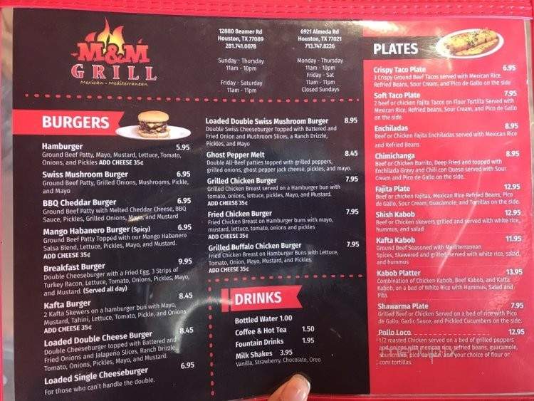 M&M Grill - Houston, TX menu_pic