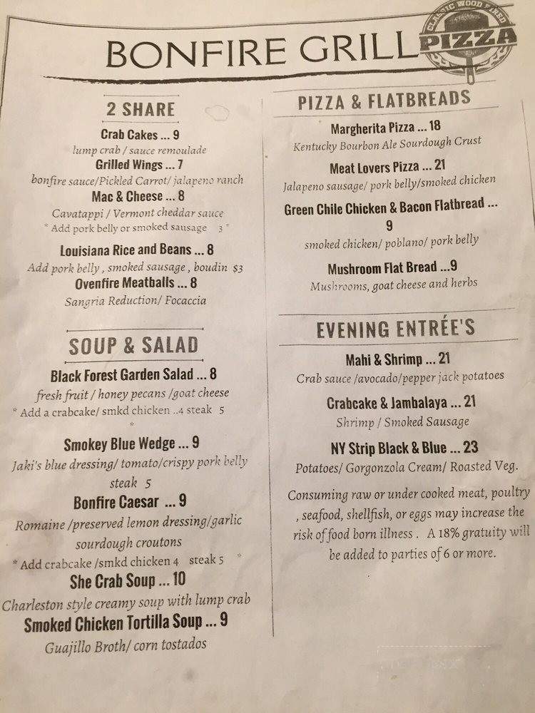BonFire Grill - Tomball, TX menu_pic