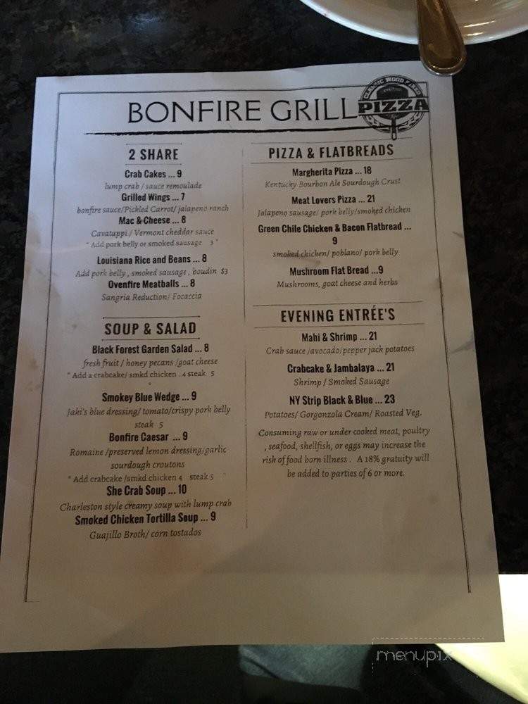 BonFire Grill - Tomball, TX menu_pic