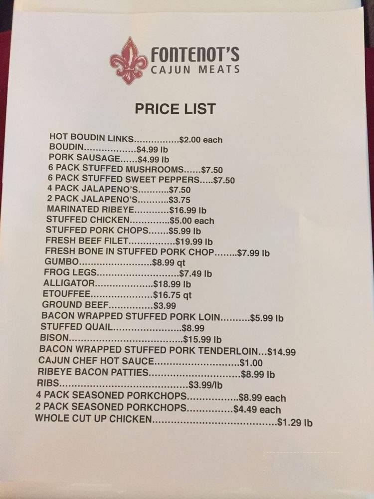 /30825236/Fontenots-Cajun-Meats-Menu-Tomball-TX - Tomball, TX