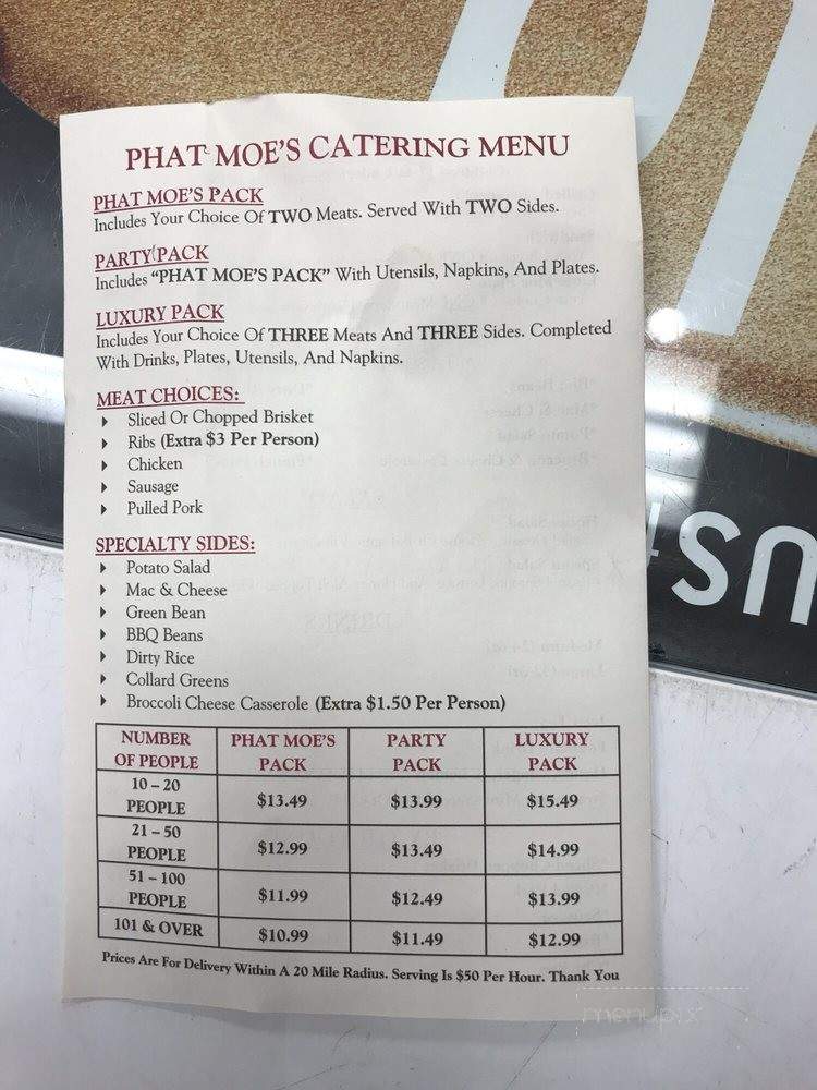 Phat Moe's BBQ - Humble, TX menu_pic