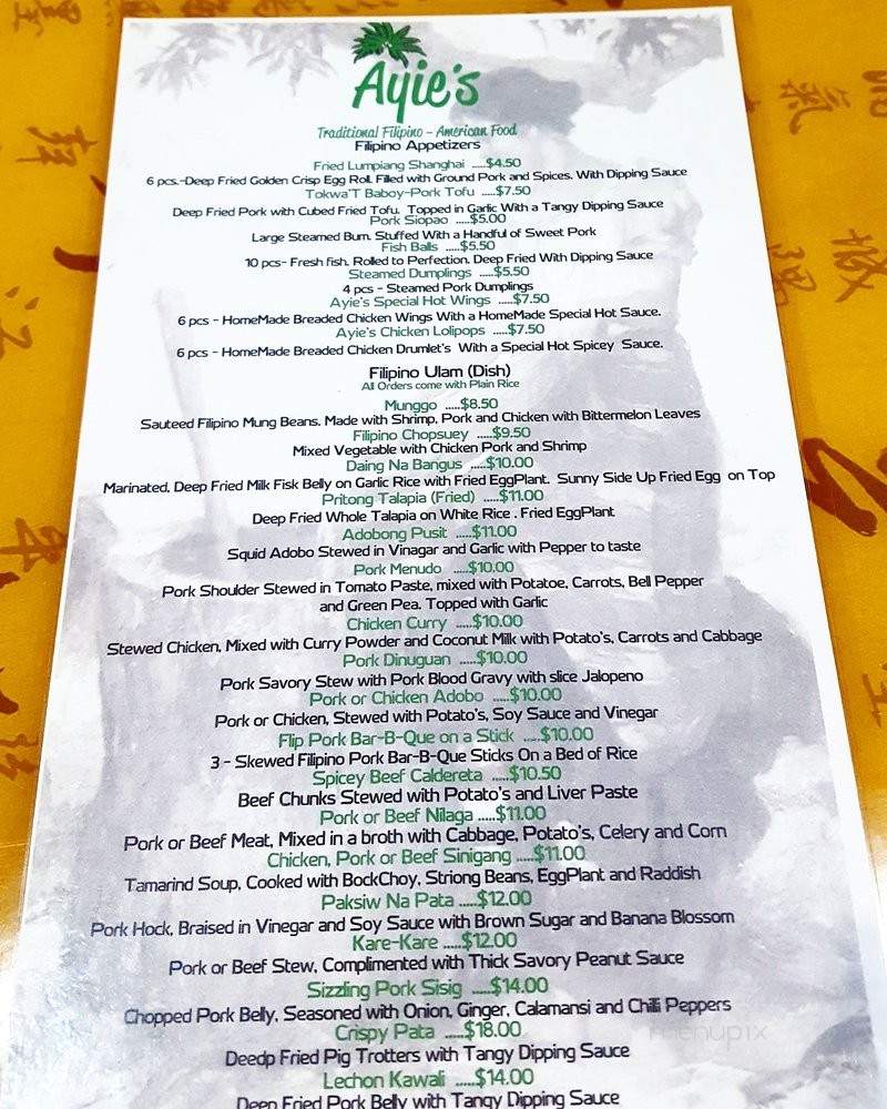 Ayie's - Cypress, TX menu_pic