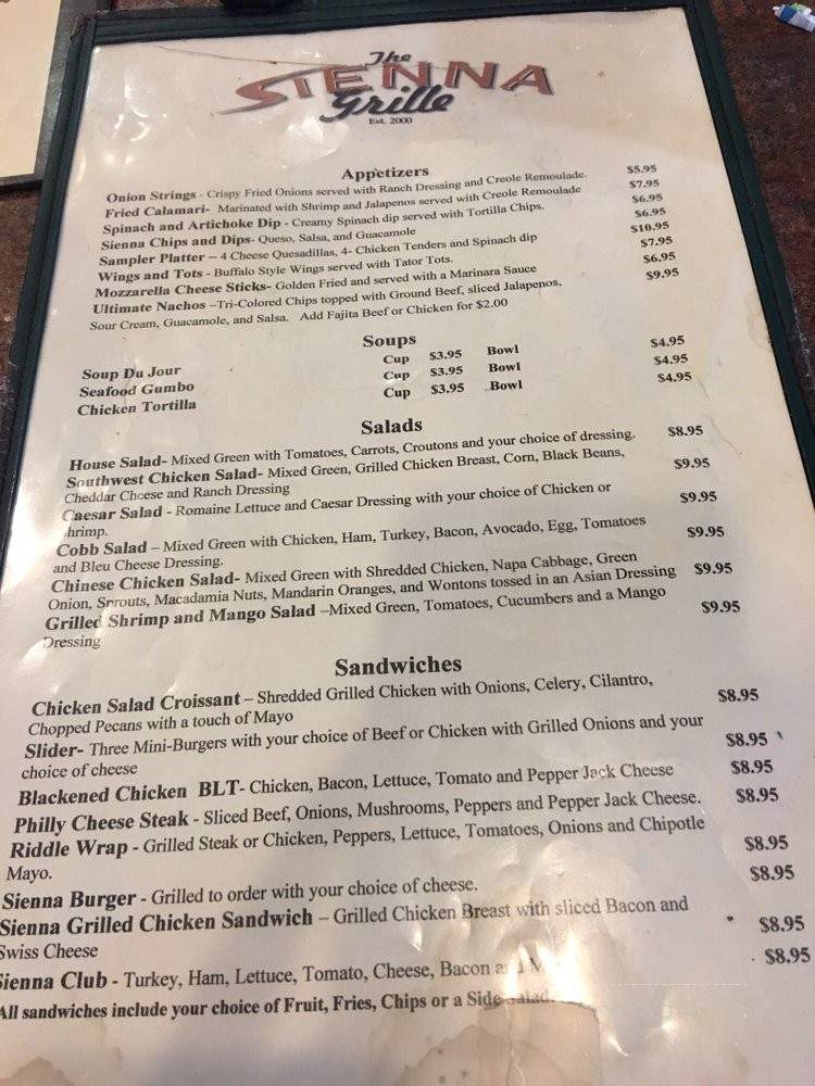 Sienna Grill - Missouri City, TX menu_pic