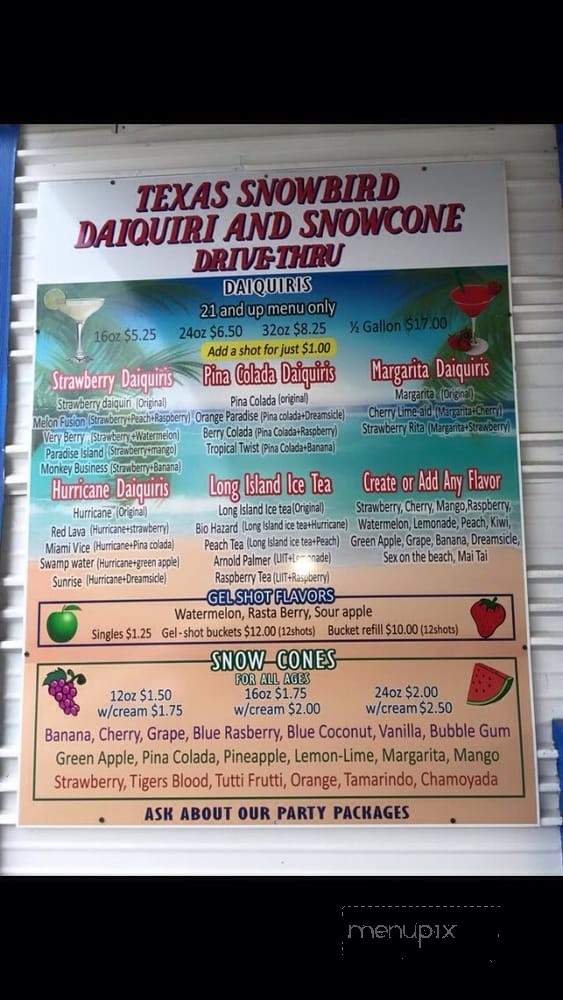Texas Snowbirds - Pasadena, TX menu_pic