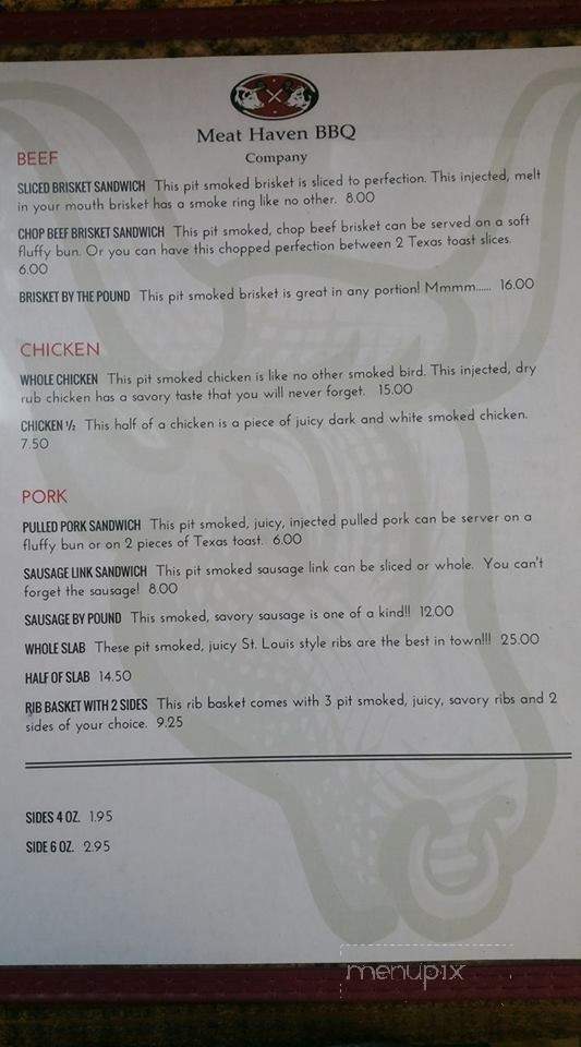 Meat Haven Bbq Company - Baytown, TX menu_pic