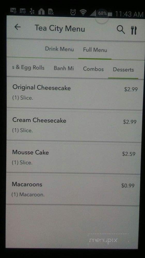 Tea City - Baytown, TX menu_pic