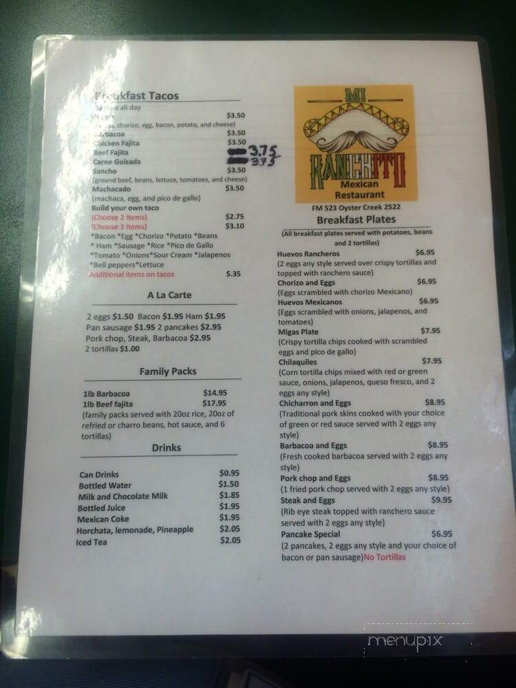 Mi Ranchito - Oyster Creek, TX menu_pic