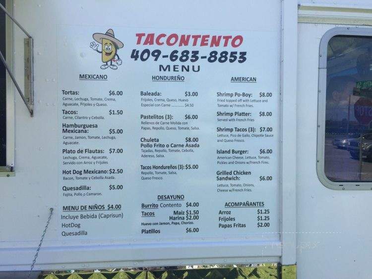 Tacontento - Galveston, TX menu_pic