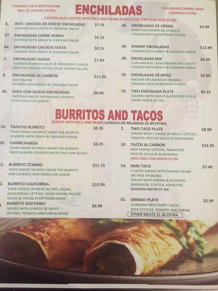 Taqueria Las Tapatias - Lake Jackson, TX menu_pic