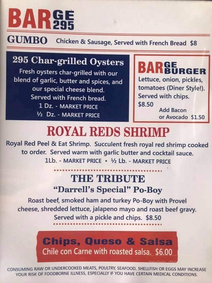 Barge 295 - Seabrook, TX menu_pic
