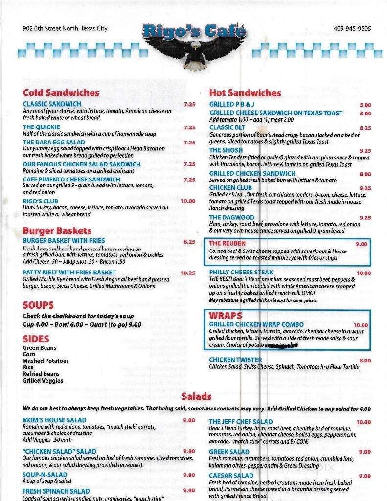 Rigos Cafe - Texas City, TX menu_pic