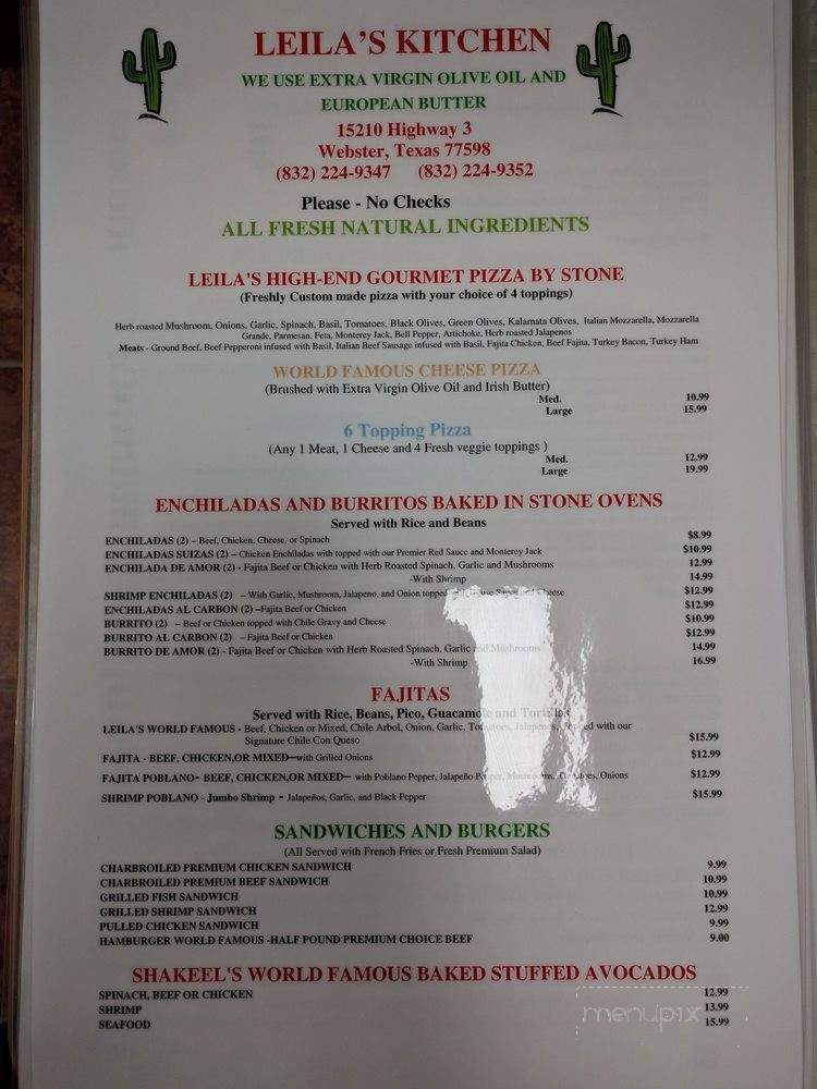 Leila's Kitchen - Webster, TX menu_pic