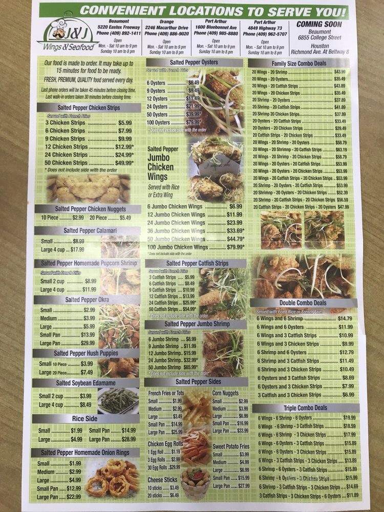 J & J Wings & Seafood - Beaumont, TX menu_pic